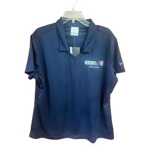 Nike Hersey Womans Dri Fit V Neck Collard Golf Top Navy Sz XXL NWT